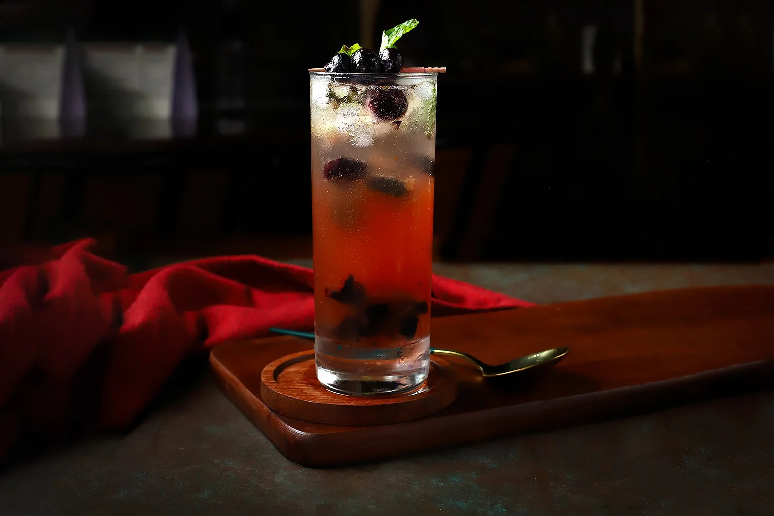 Ninan's blueberry mocktail with berries and fresh mint