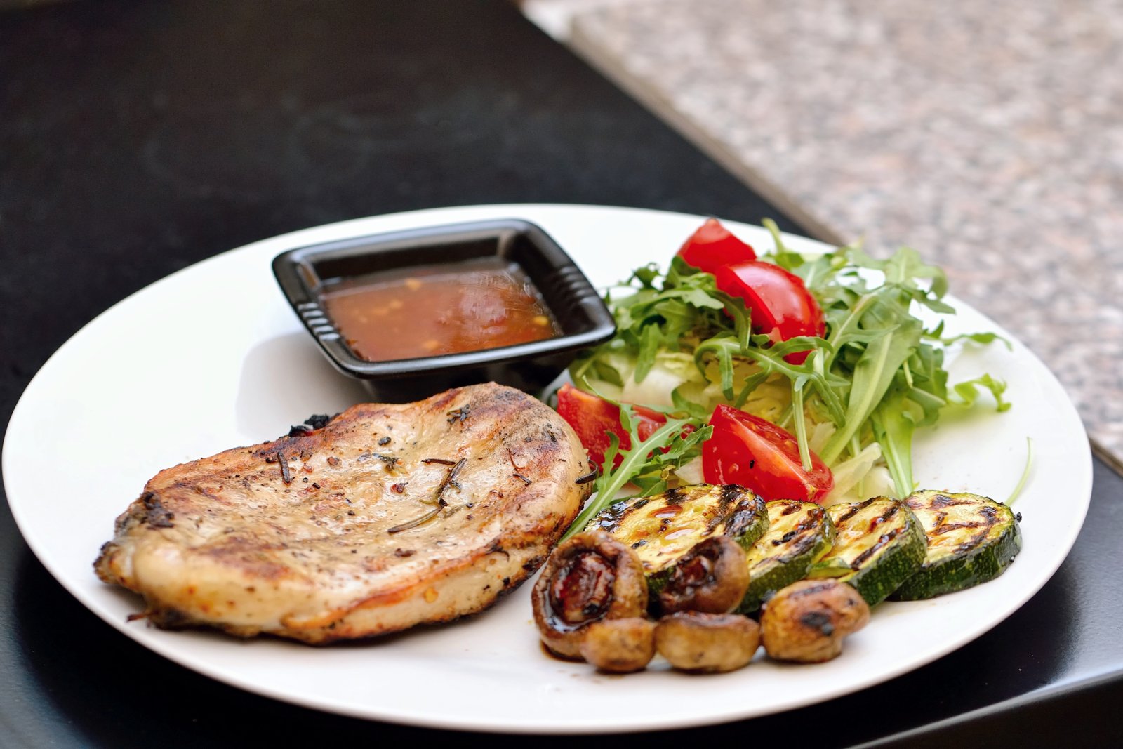 cooked steak with vegetables